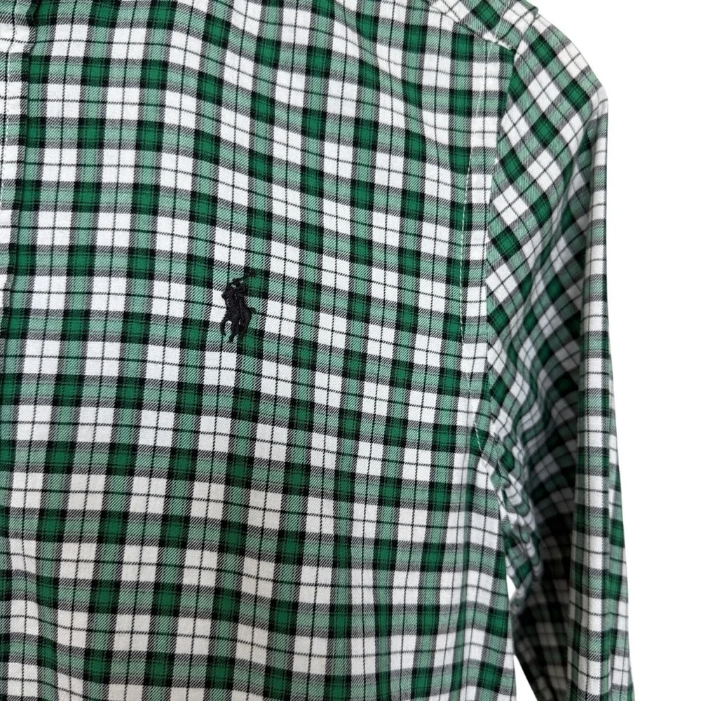 Ralph Lauren Boys Green Checkered Long Sleeve Button-Up Shirt M Casual Flannel